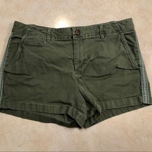 Green Summer Shorts with Crochet Detail